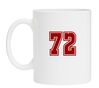 Witte mok met het getal 72 als opdruk