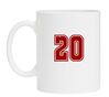 Witte mok met opdruk 20 in het robijnrood