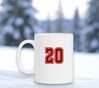 foto 2 Witte mok met opdruk 20 in het robijnrood