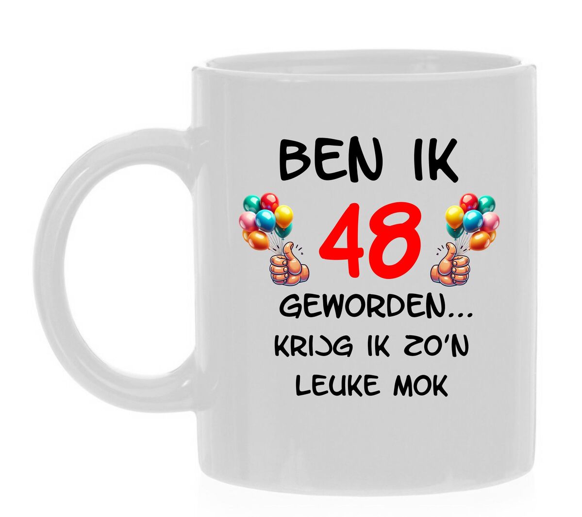 Beker met leeftijd er opgedrukt en orginele tekst verjaardag 48 jaar