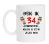 foto 1 Koffie beker mok verjaardag 34 jaar orgineel met feestelijke print
