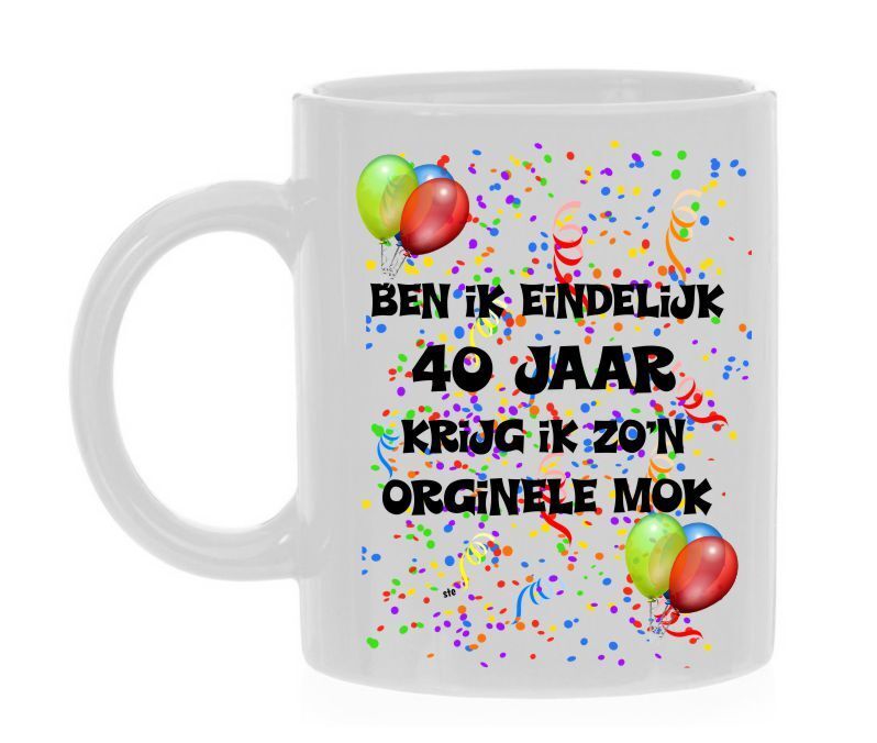 Koffiemok feest verjaardag orgineel  met tekst en print 40 jaar