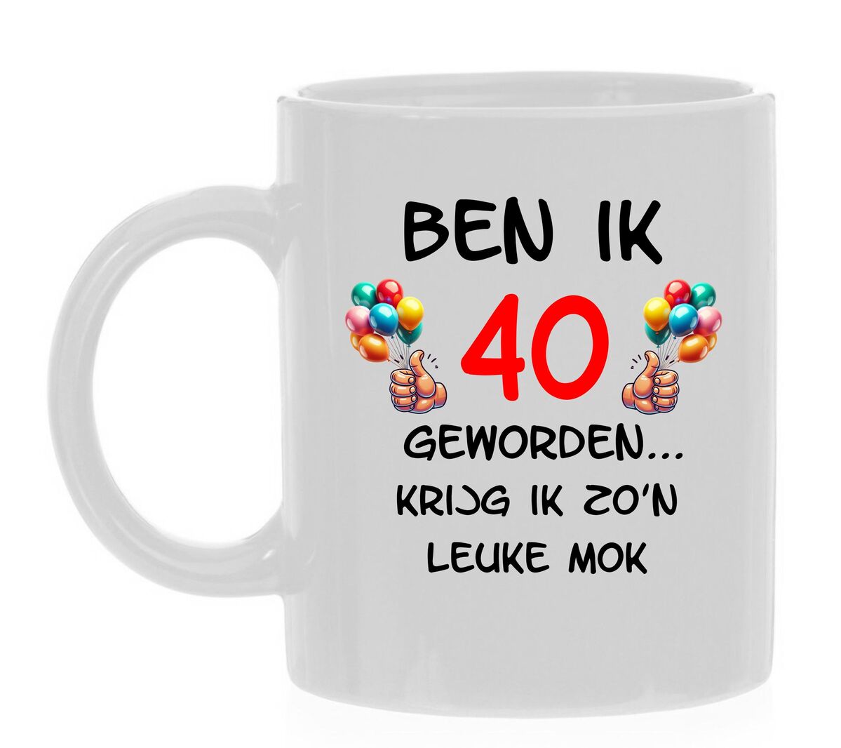 Koffiemok feest verjaardag orgineel  met tekst en print 40 jaar