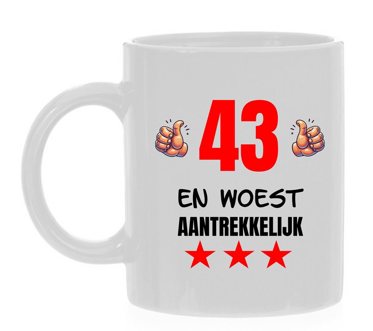 Leuke beker met grappige opdruk verjaardag 43 jaar woest aantrekkelijk