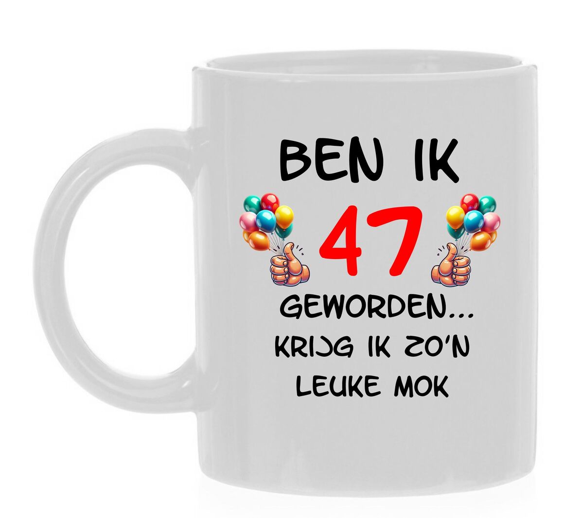 Leuke cadeau mok voor de leeftijd van 47 jaar orgineel en kleurrijk