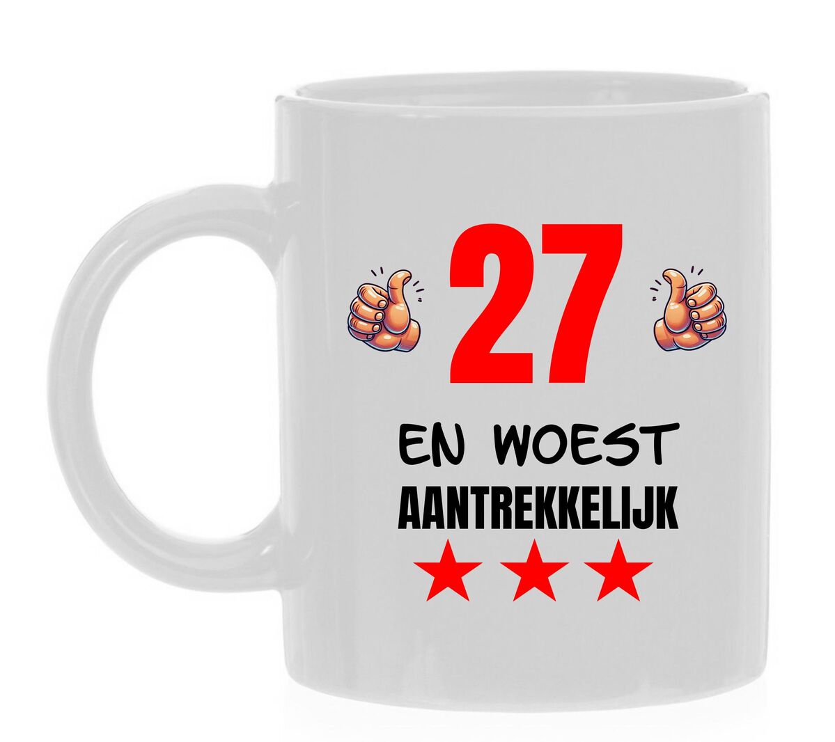 Leuke verjaardag mok 27 jaar leeftijd met humor tekst