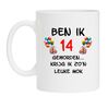 Mok met grappige tekst en orignele feestelijk print leeftijd verjaardag 14 jaar