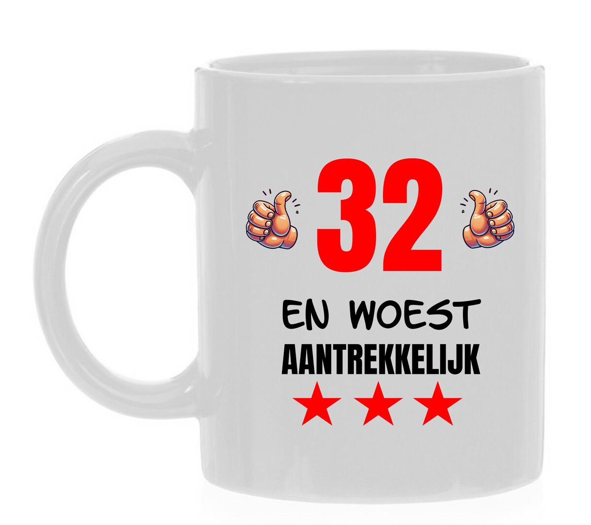 Mok voor koffie of thee woest aantrekkelijke jarige 32 jaar