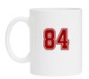 Mok wit met als opdruk het getal 84