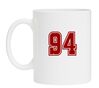 Mok wit met getal 94 als opdruk