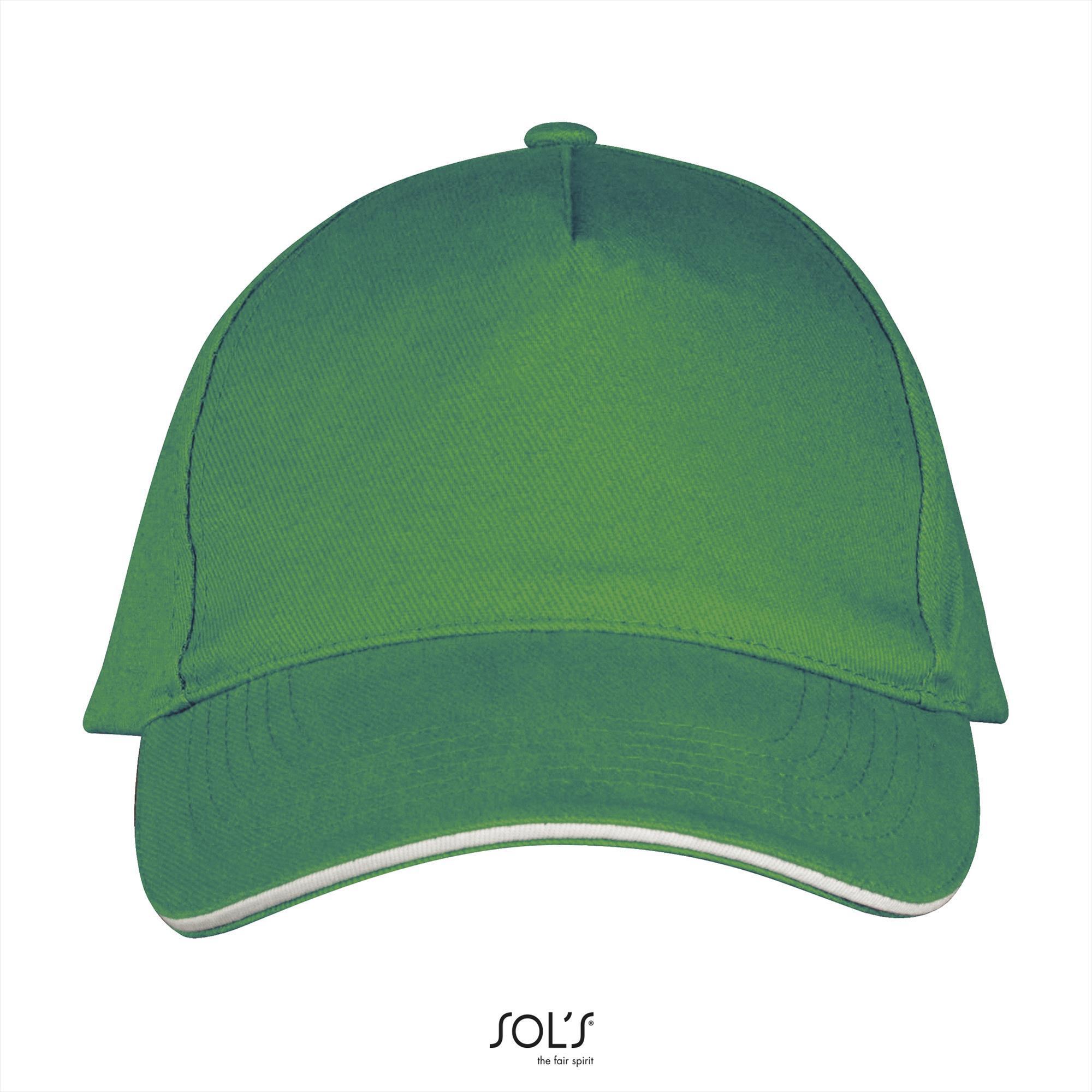 Pet kelly groen met witte rand cap twee kleuren