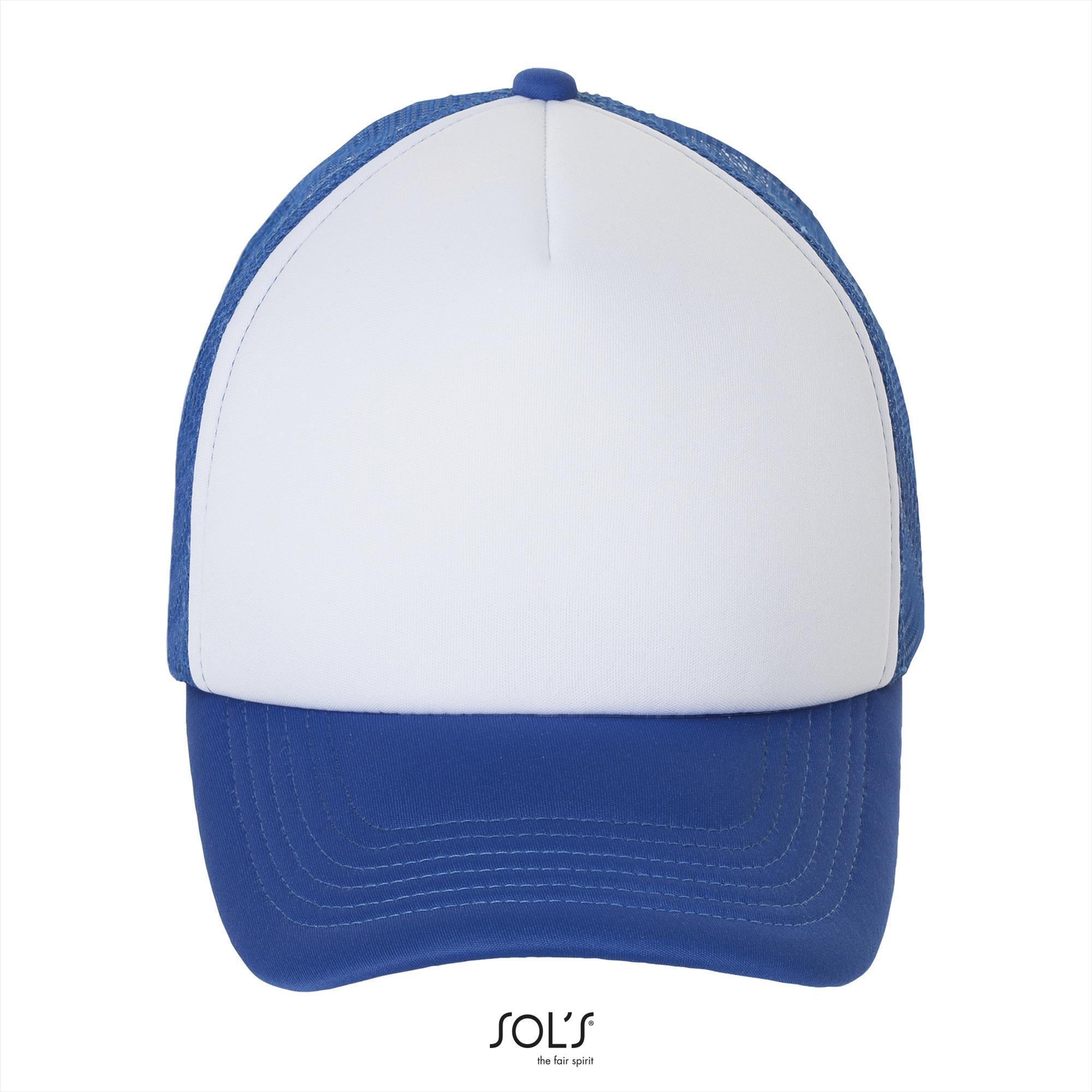 Pet wit blauw met gaas aan de achterkant Cap