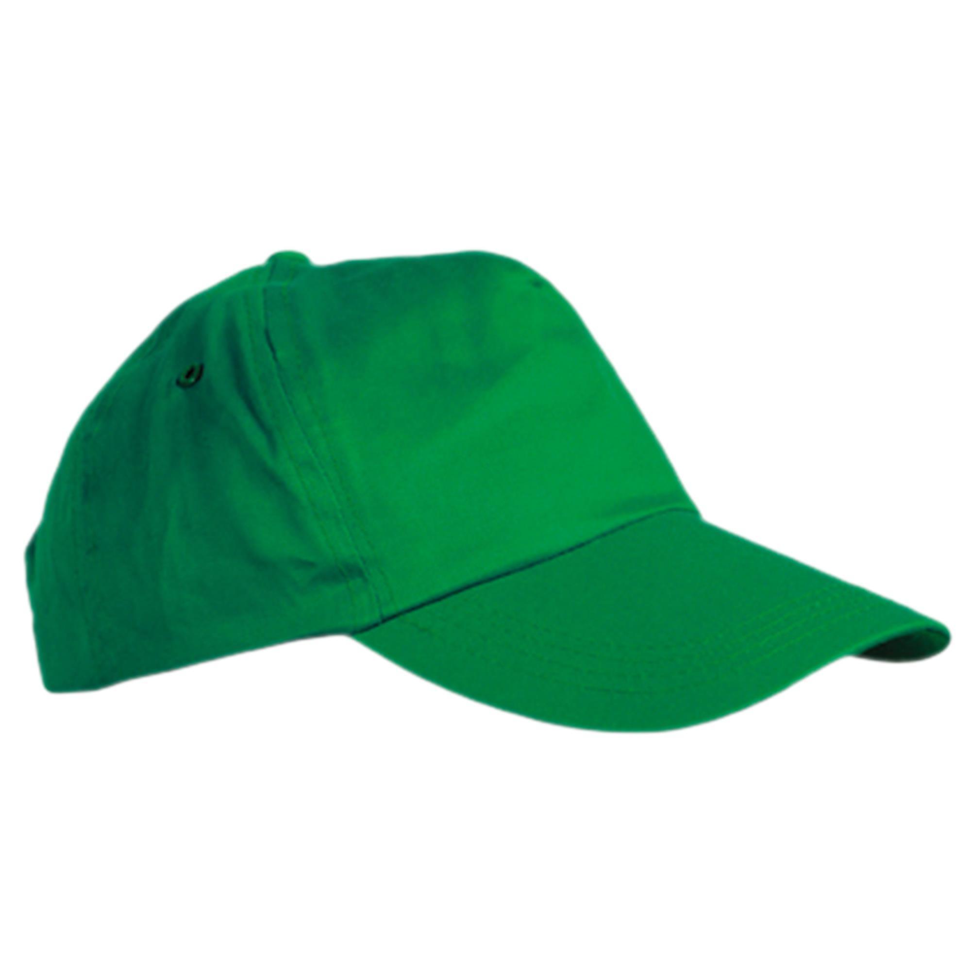 Petje groen 5-panel cap met 2 geborduurde ventilatiegaatjes.