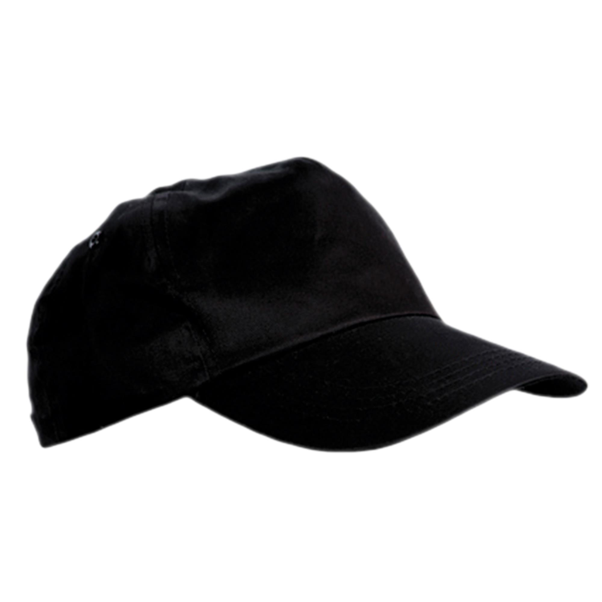 Petje zwart 5-panel cap met 2 geborduurde ventilatiegaatjes.