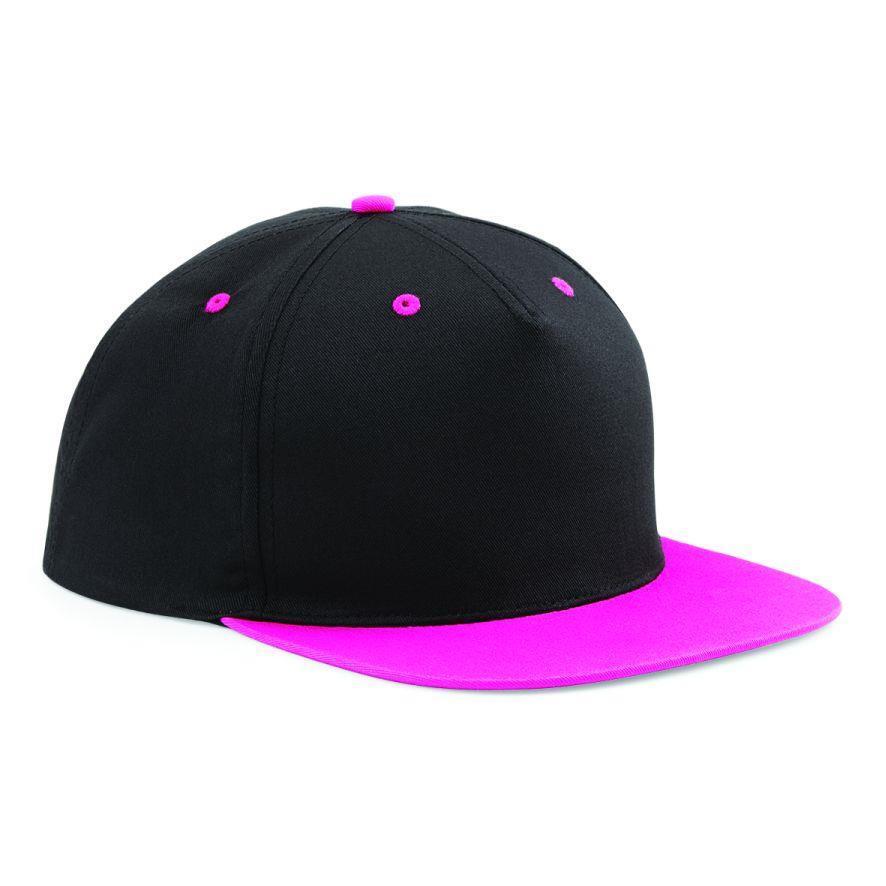 Retro pet cap zwart met fuchsia klep