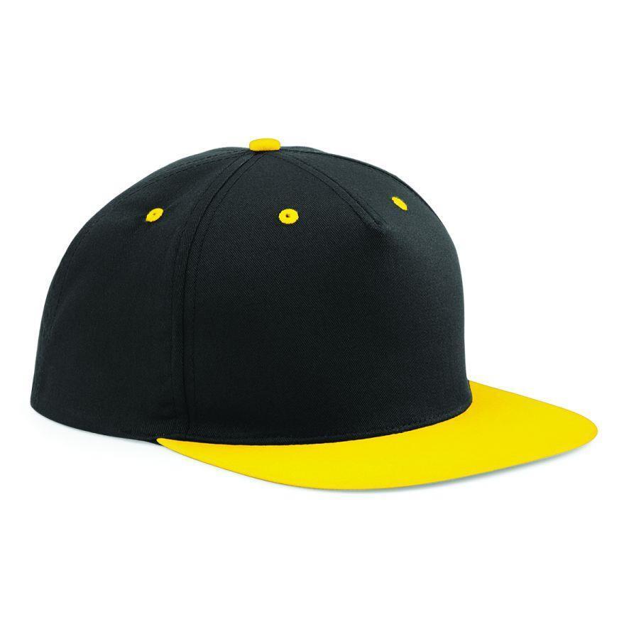 Retro pet cap zwart met gele klep