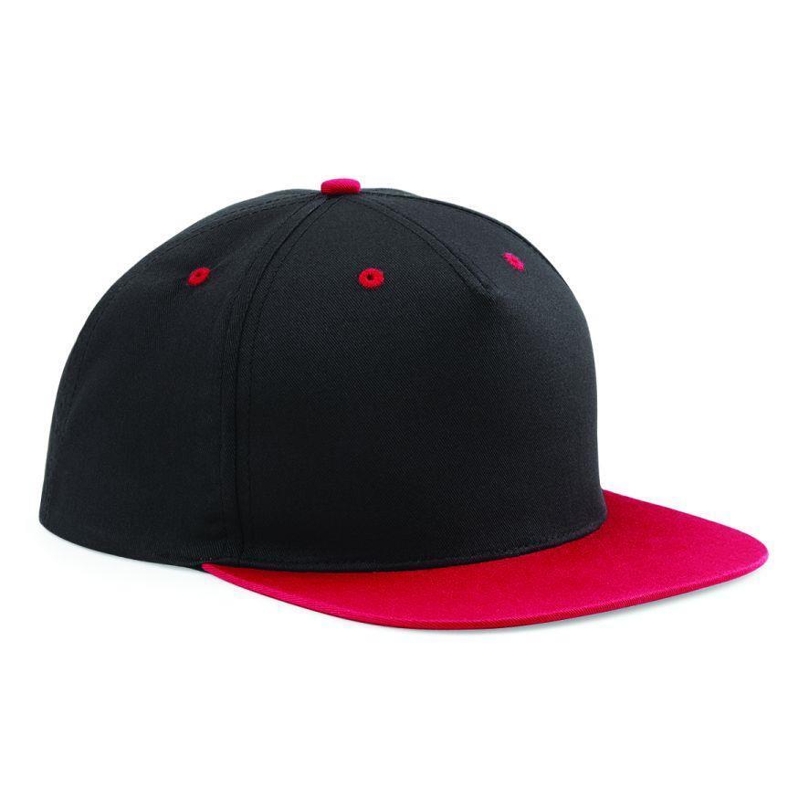Retro pet cap zwart met rode klep
