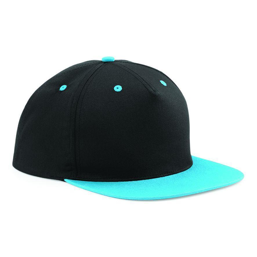 Retro pet cap zwart met zee blauwe klep