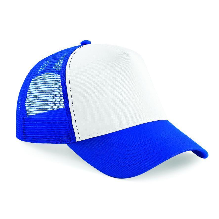 Trucker cap helder blauw met wit