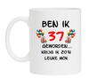 Verjaardag koffie mok met orginele tekst en full colour print 37 jaar leeftijd