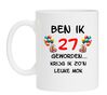 Verjaardag koffie mok met orginele tekst leeftijd 27 jaar