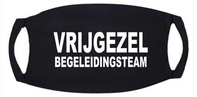 vrijgezel begeleidingsteam mondmasker mondkapje vrijgezellenfeest