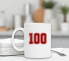 foto 4 Witte mok met het getal 100 als opdruk honderd