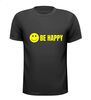 foto 1 be happy T-shirt zwarte met gele smiley
