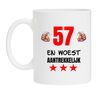 Koffiemok met geinige tekst 57 en woest aantrekkelijk