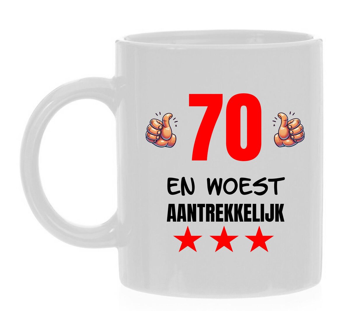 Leuke en orginele mok voor een verjaardag van zeventig jaar 