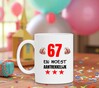 foto 2 Mok verjaardag 67 jaar met opdruk woest aantrekkelijk