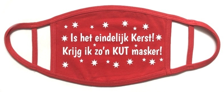 Rood mondmasker kerst gek grappig humor kado kut mondmasker