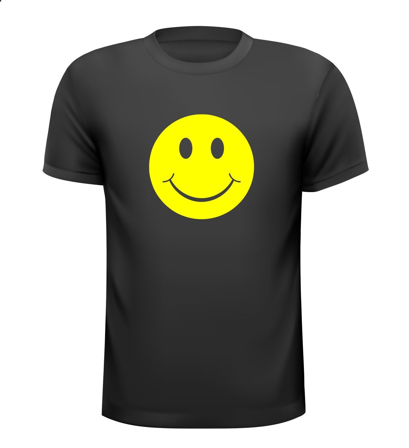 Zwart T-shirt gele smiley