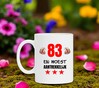 foto 2 Beker met orginele opdruk 83 jaar lollige tekst