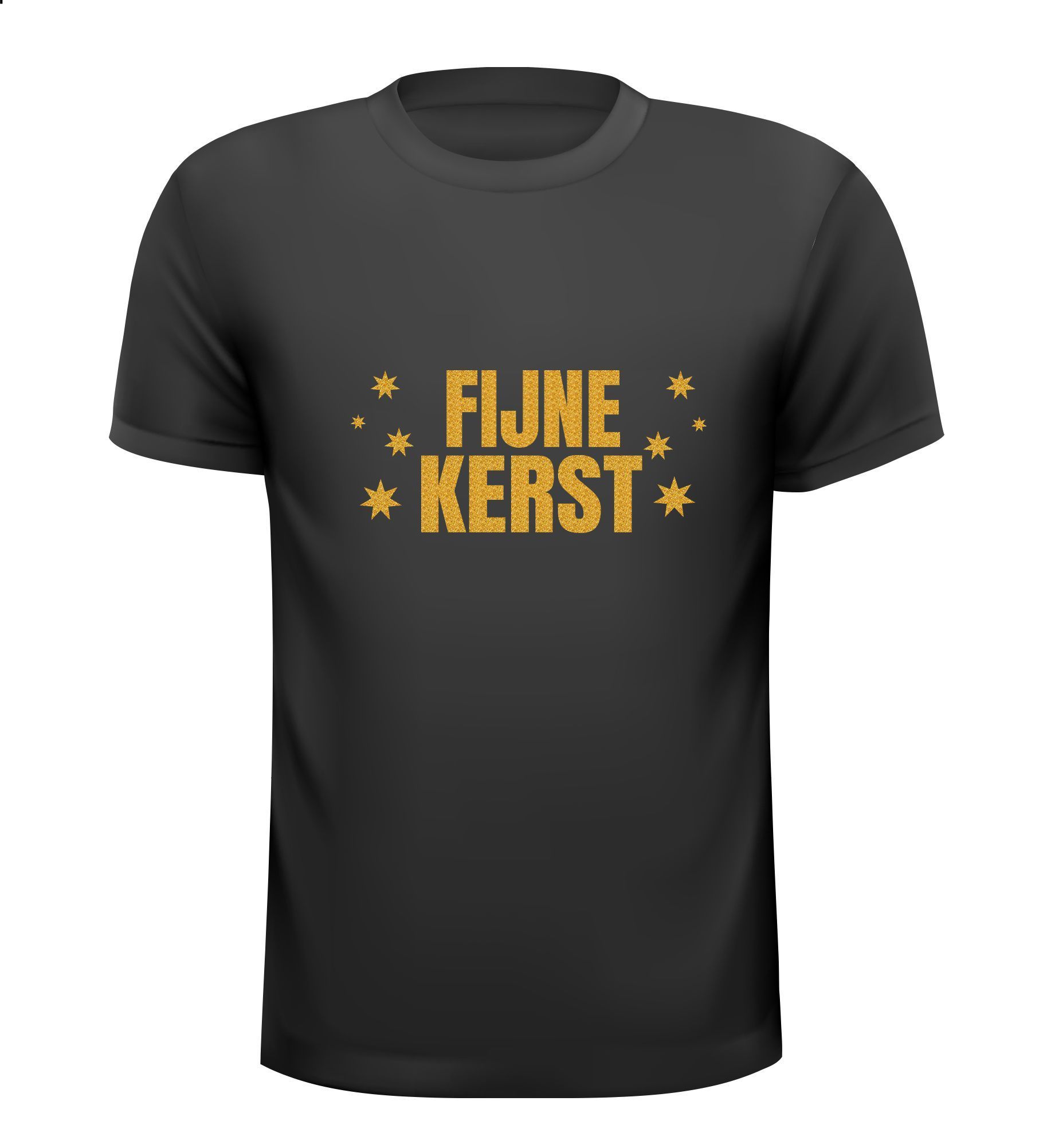 fijne kerst glitter goud zwart T-shirt