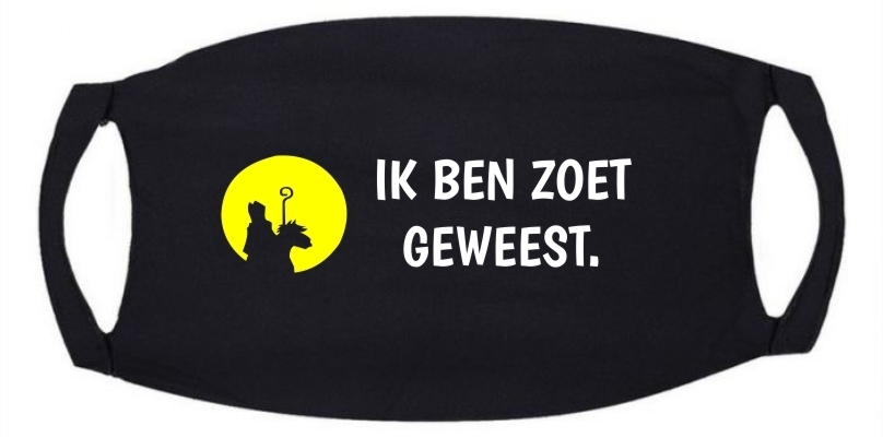 Ik ben zoet geweest mondkapje zwart sinterklaas