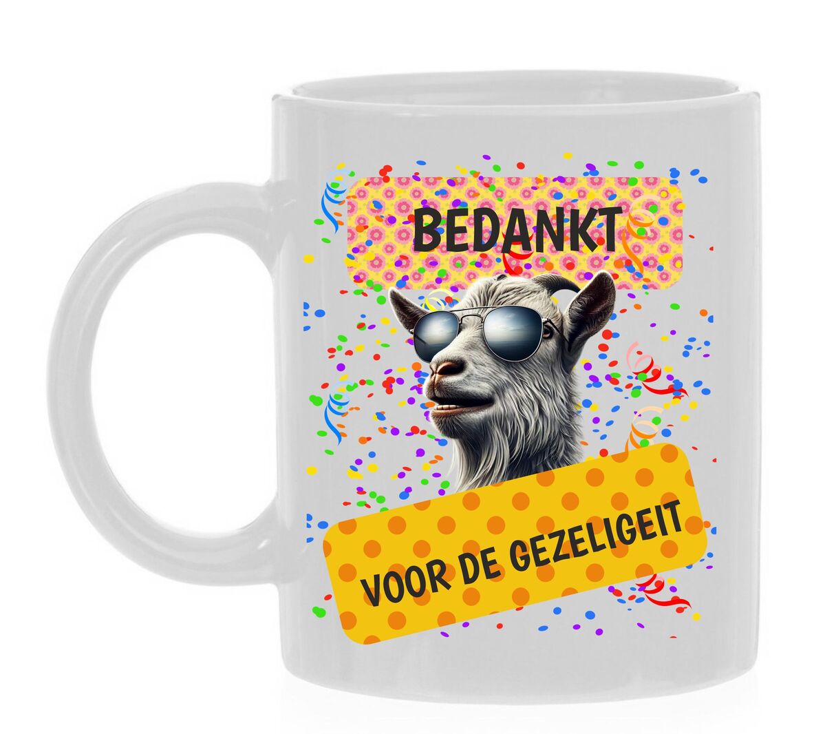 mok bedankt voor de gezeligeit gezeligheid grappig feestelijk