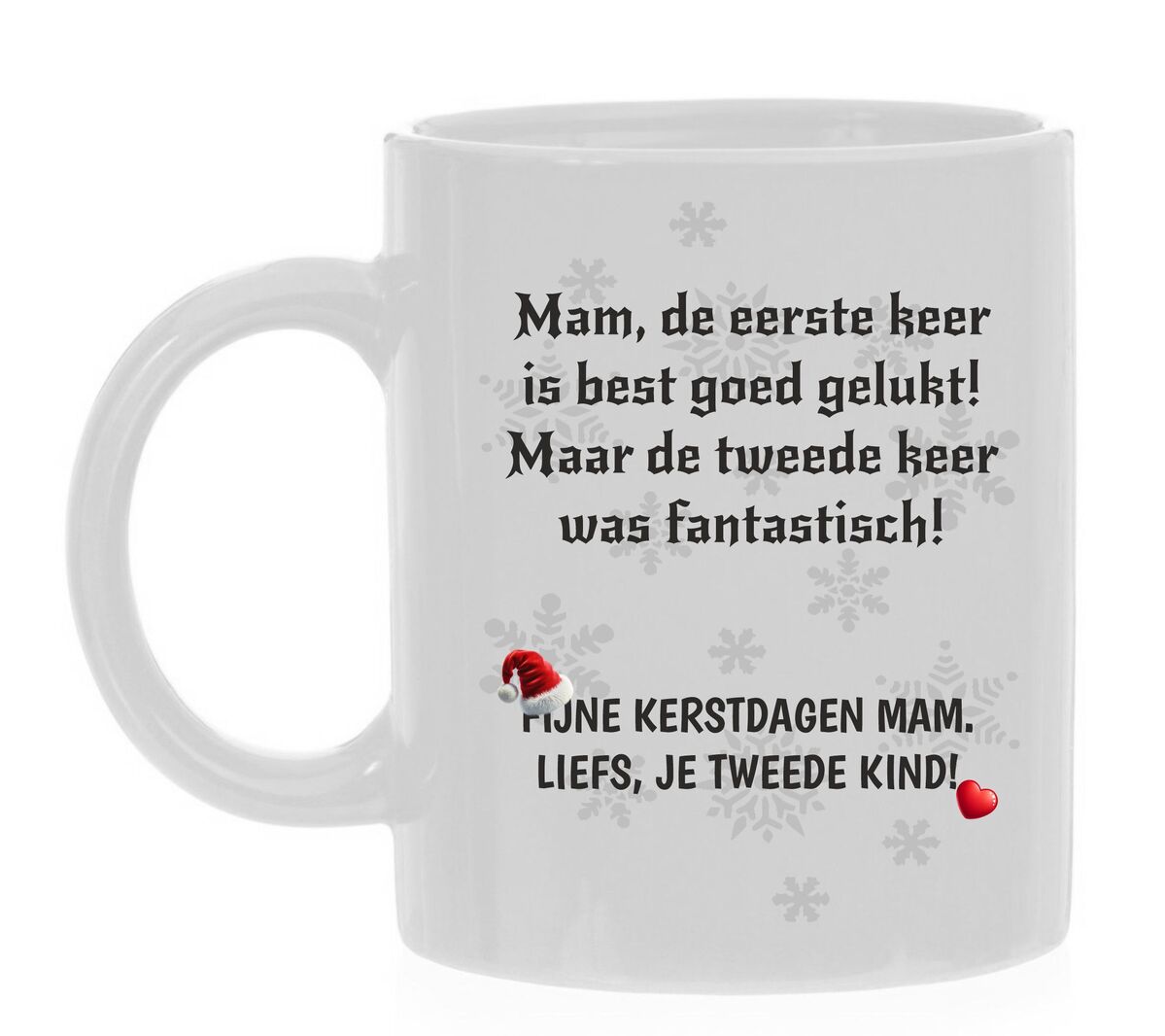 Mok Kerstkado voor je moeder tweede kind van je mama grappig leuk humor koffiemok