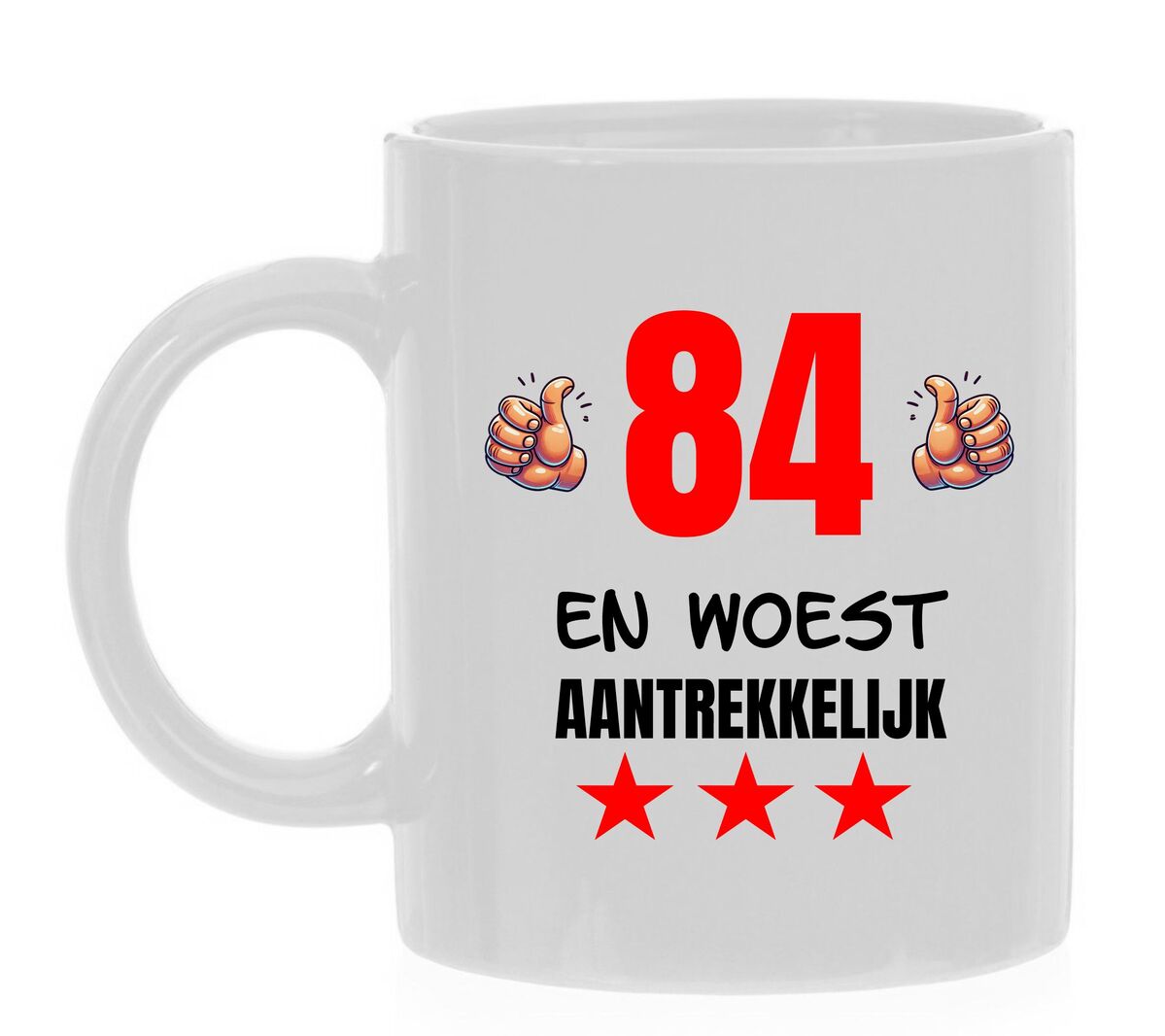 Mok leeftijd 84 jaar met grappige tekst voor koffie of thee