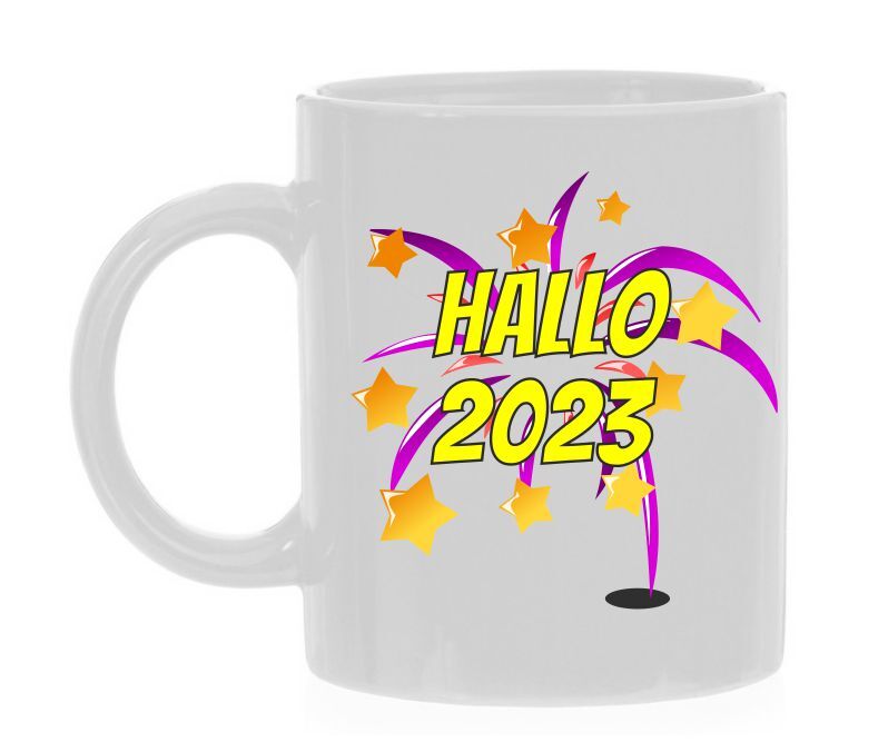 Mok met full colour opdruk hallo 2023 siervuurwerk