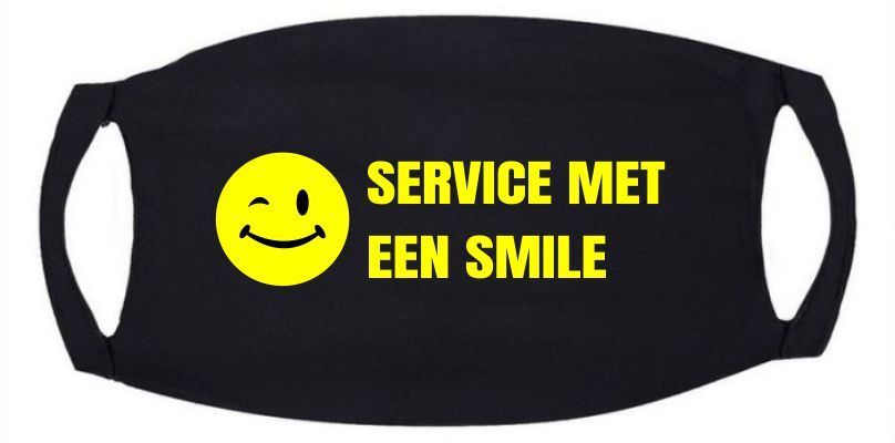 Mondmasker service met een smile dienstverlening winkelier detailhandel