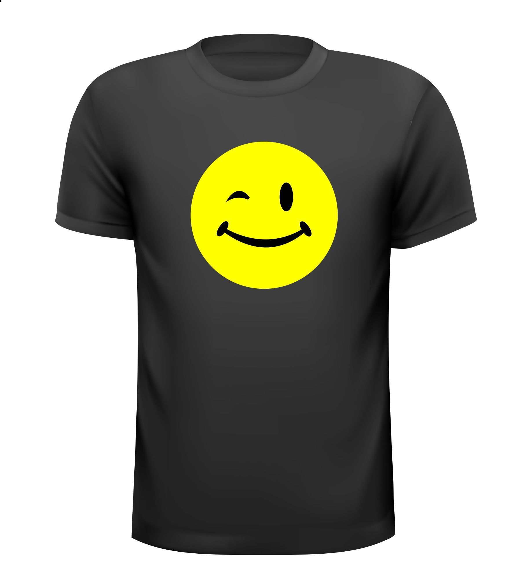T-shirt gele smiley knipoog