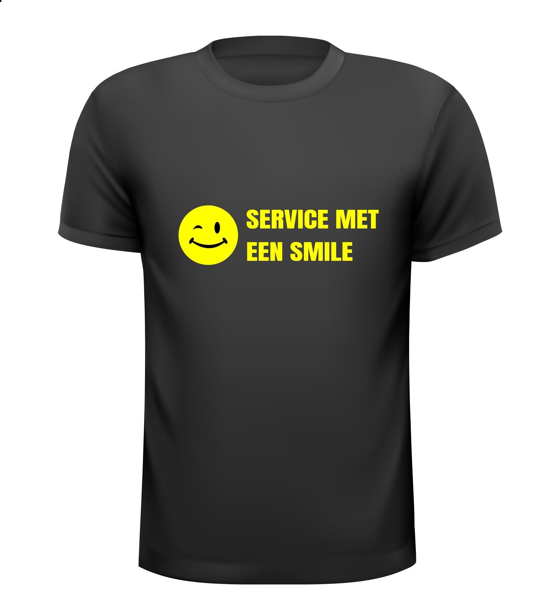 T-shirt service met een smile glimlach dienstverlening winkelier