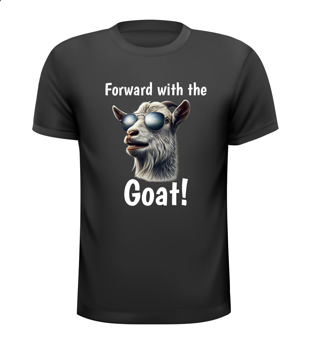 T-shirt vooruit met de geit forward with the goat slecht vertaald