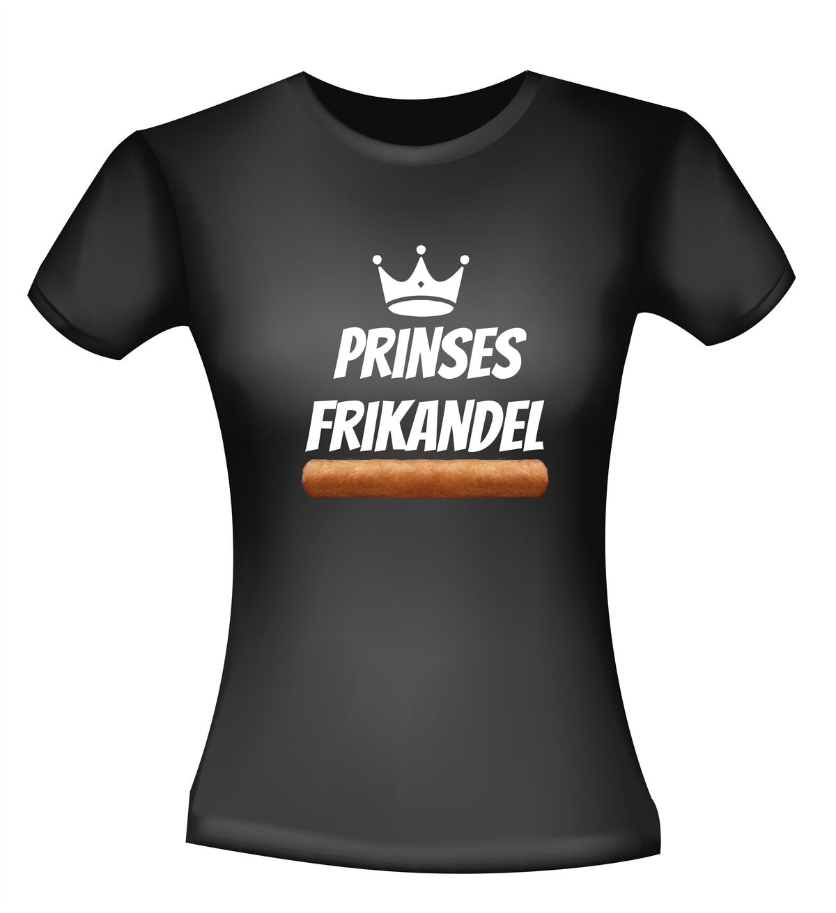 Dames T-shirt prinses frikandel fastfood snelle vette hap