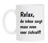 foto 1 Koffie mok Relax, de inbox zorgt maar even voor zichzelf! wit