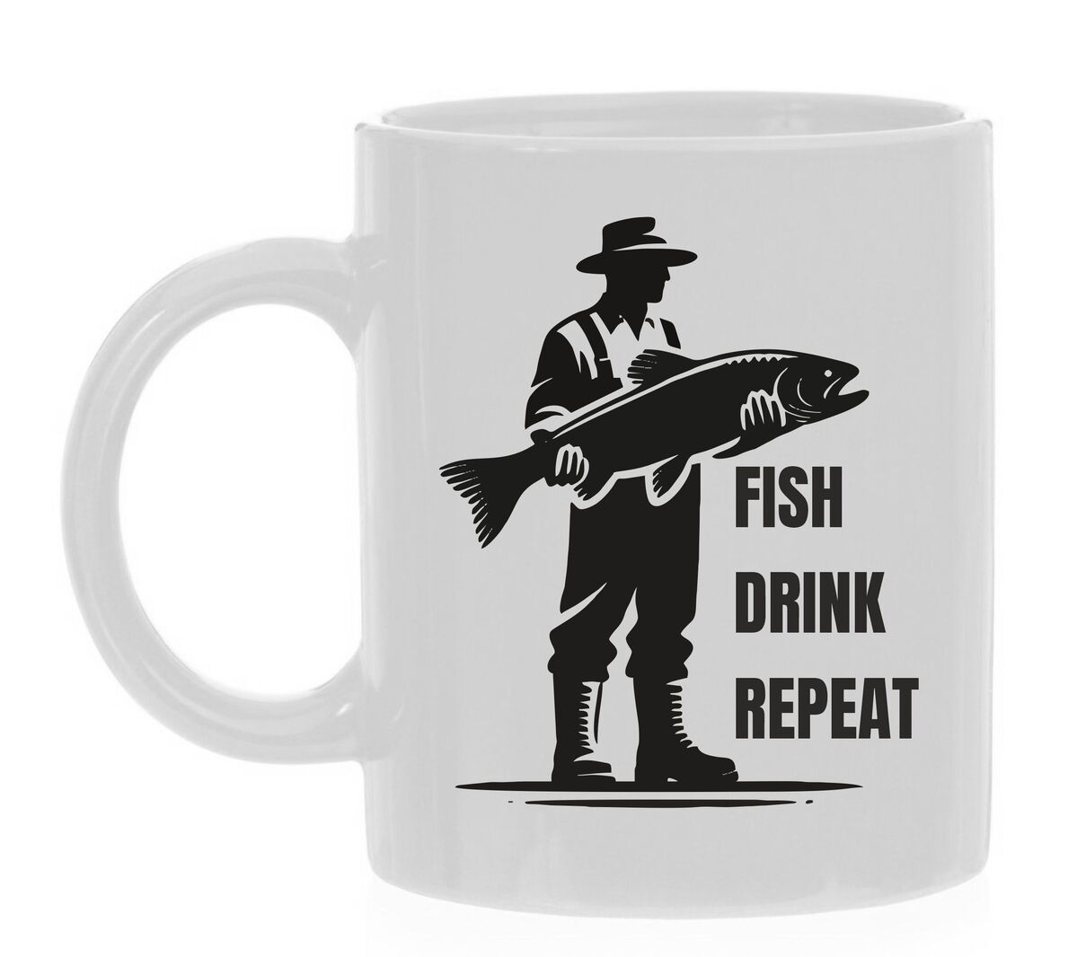 Mok fish drink repeat kadootje voor sportvissers