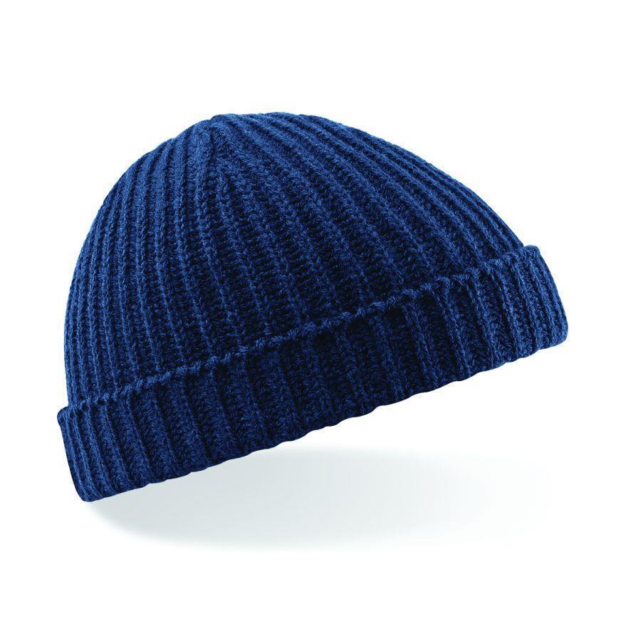 Muts geribbeld marine blauw volwassen stijl ondiep. 