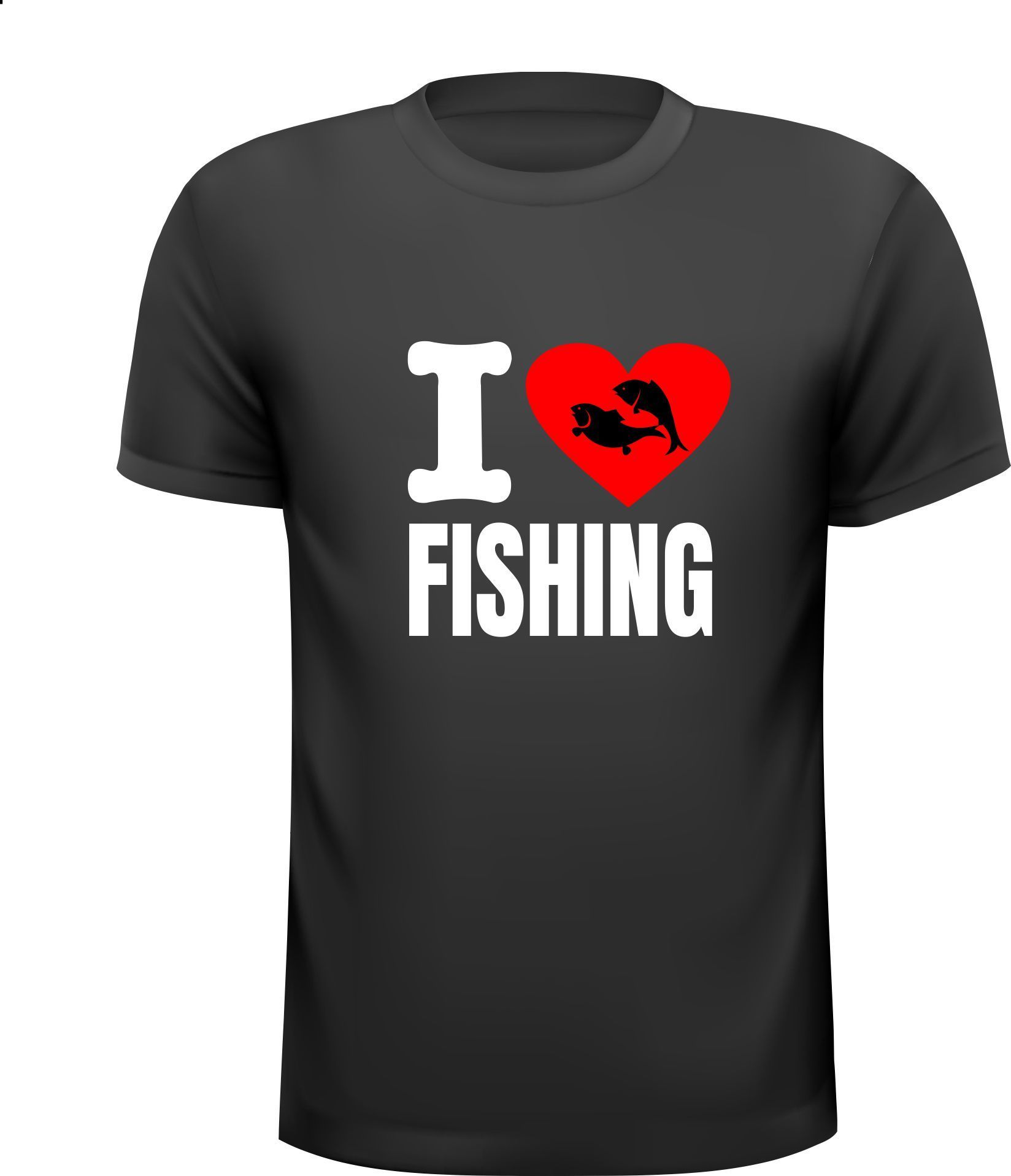 T-shirt i love fishing sportvisser vissers