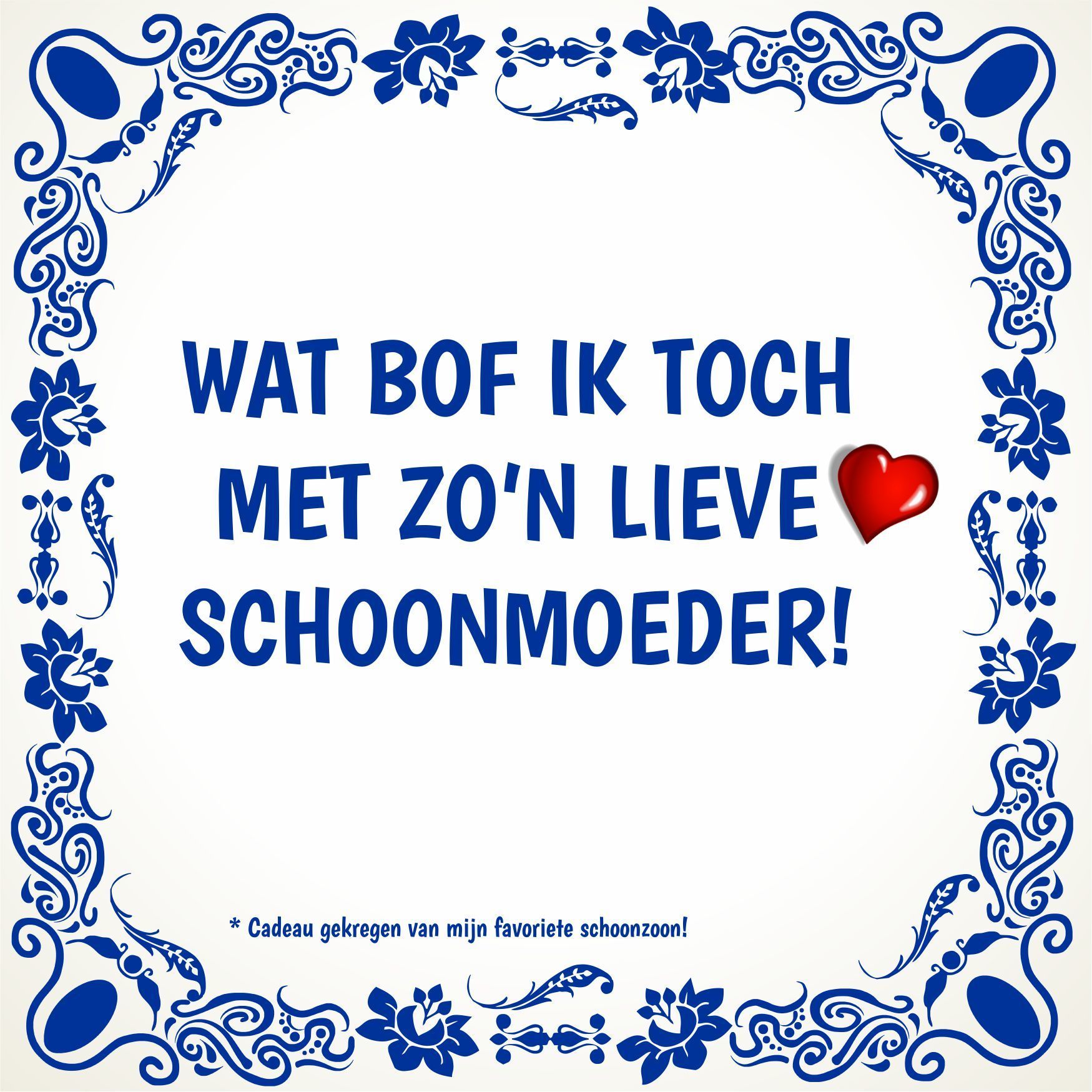 Tegeltje wat bof ik toch met zon lieve schoonmoeder cadeau gekregen favoriete schoonzoon! grappig